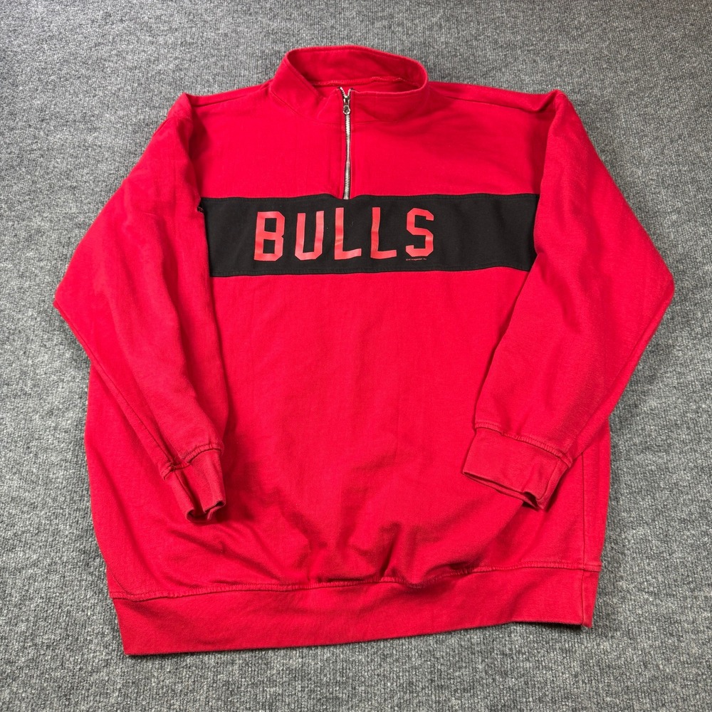 Chicago Bulls Majestic Sweatshirt Mens 3XL Red NBA Hardwood 1/4 Zip‎ Pullover